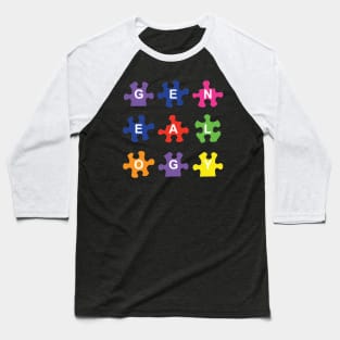 Genealogy Jigsaw Puzzle Pieces Baseball T-Shirt